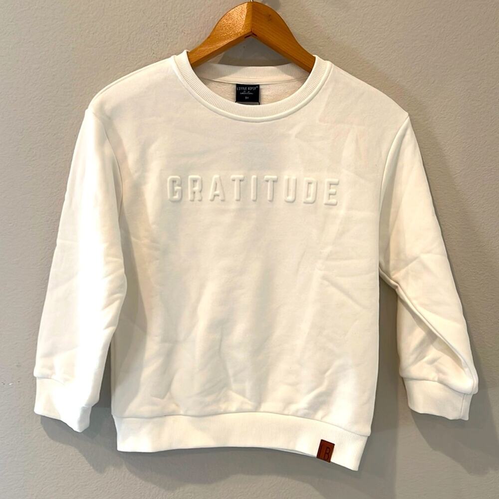NWT Little Bipsy Gratitude Embossed Crewneck Kids 9Y
